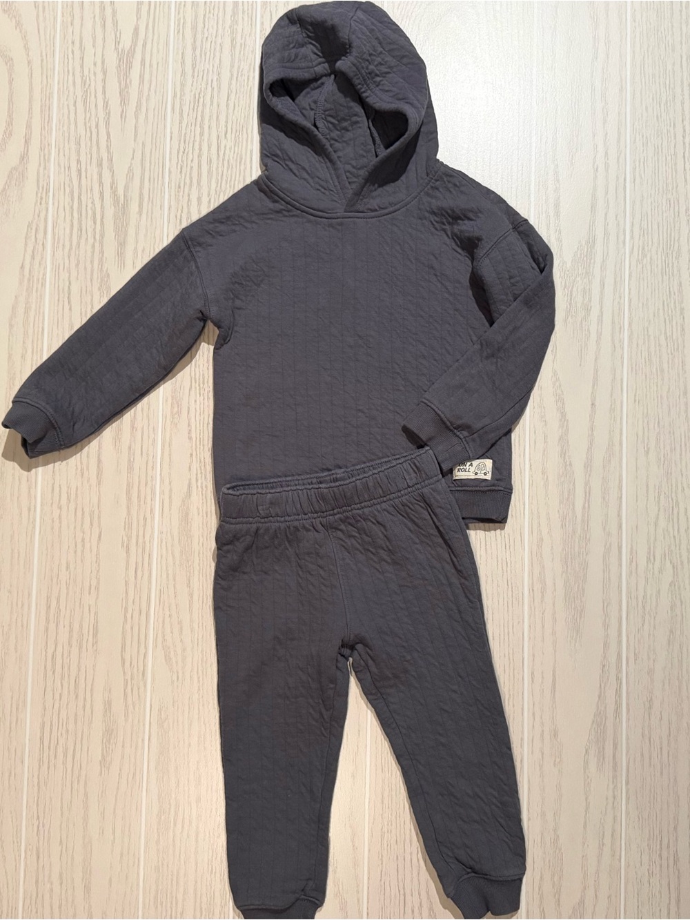 Carter’s Toddler Boys Size 3T Gray Quilted Hoodie Jogger 2 Piece Outfit Set